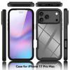 Clear Case for iPhone 17 Pro Max PC+TPU Phone Back Cover with PET Screen Film