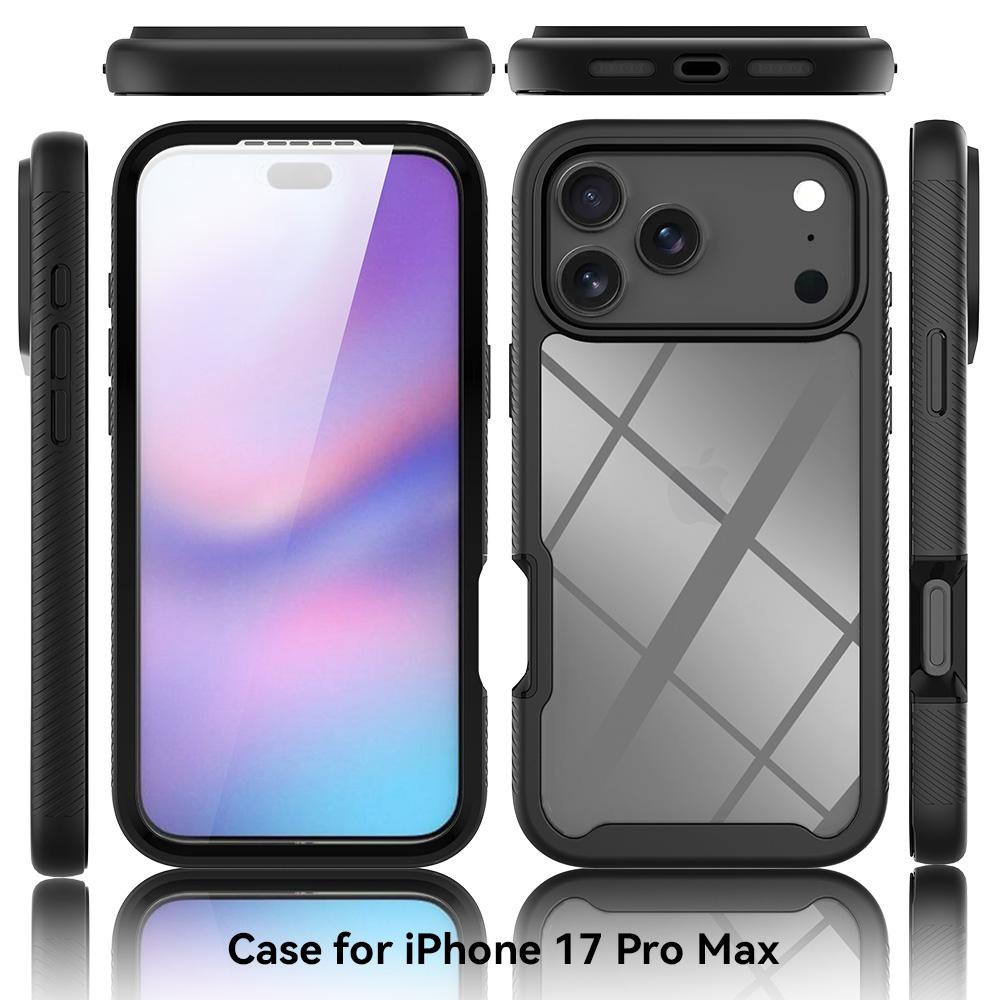 Clear Case for iPhone 17 Pro Max PC+TPU Phone Back Cover with PET Screen Film