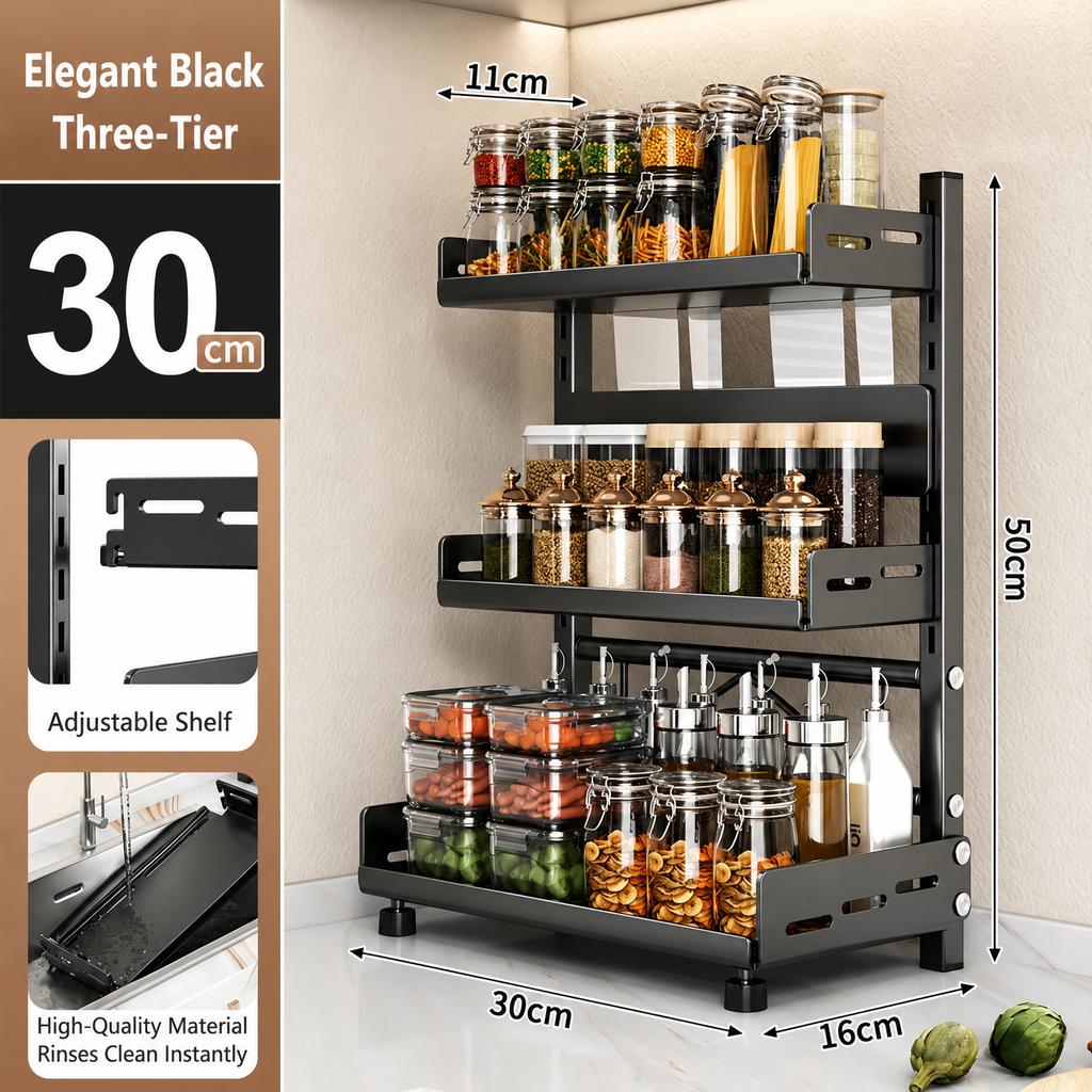 Kitchen Spice Rack Storage Organizer Countertop Knife Holder Modern Minimalist Carbon Steel