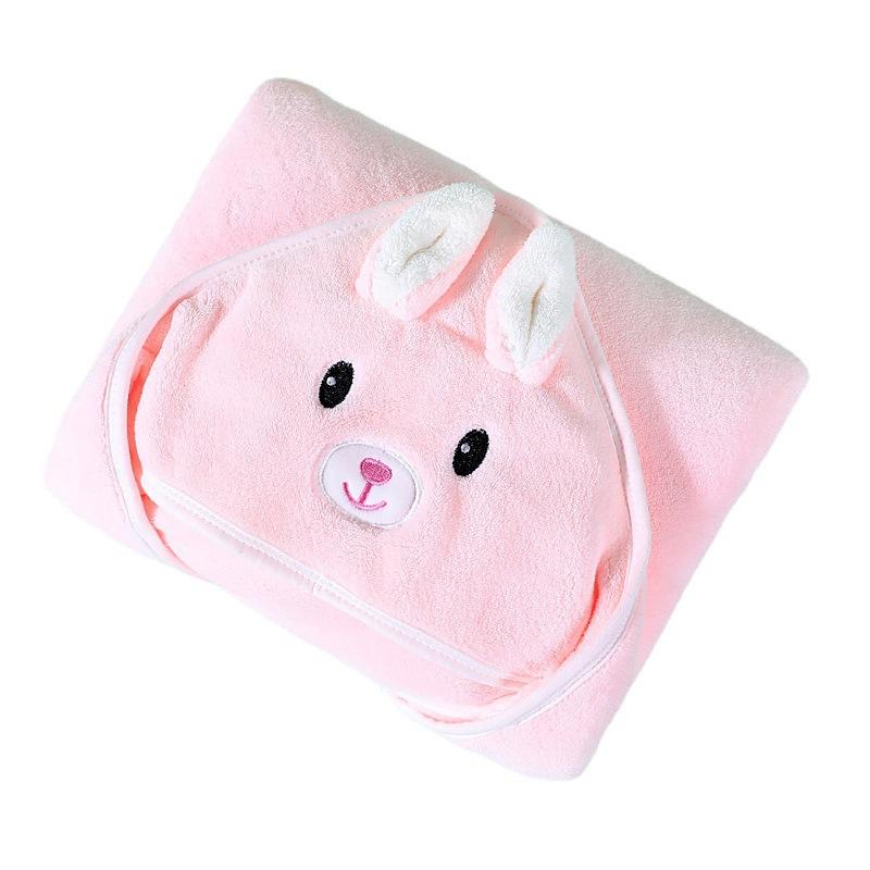 Baby Children Bath Towels Newborn Quilt Bag Towel Bag Quilt Coral Fleece Wrap Towel Embroidered Blanket Animal Eye Closed Hooded Cape
