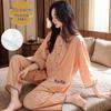 Women's Pajama Set with Chest Pads: Seven-Sleeve Cardigan & Nine-Point Pants for Spring, Autumn & Summer