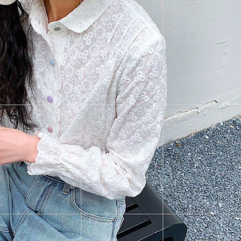 Long-sleeved Embroidered White Cotton Top for Womens Spring Clothes Updated Style Pastoral Style