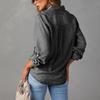 Women Denim Shirts Solid Color Turn Down Collar Long Sleeve Jean Blouses Single Breasted Loose Casual Tops Streetwear