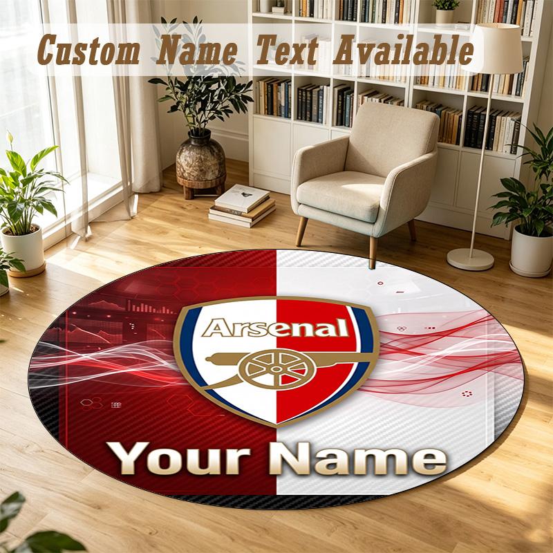 Round Rug Custom NameArsenal FC Pattern Non Slip Carpet Home Floor Decor
