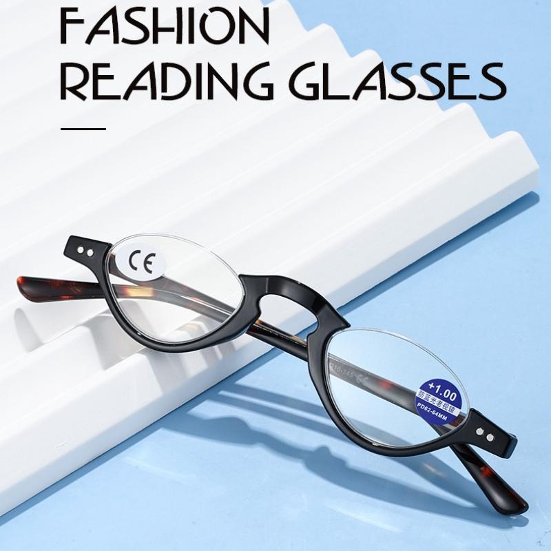Neutral Fashion Half Frame Presbyopia Glasses Men And Women Retro Anti-Blue Light Reading Glasses Hd Far-Sighted Glasses +4.0