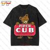 Piper Cub Logo Airplane Training Bear Aviation Flight Vintage Oversized T-Shirt MCA2