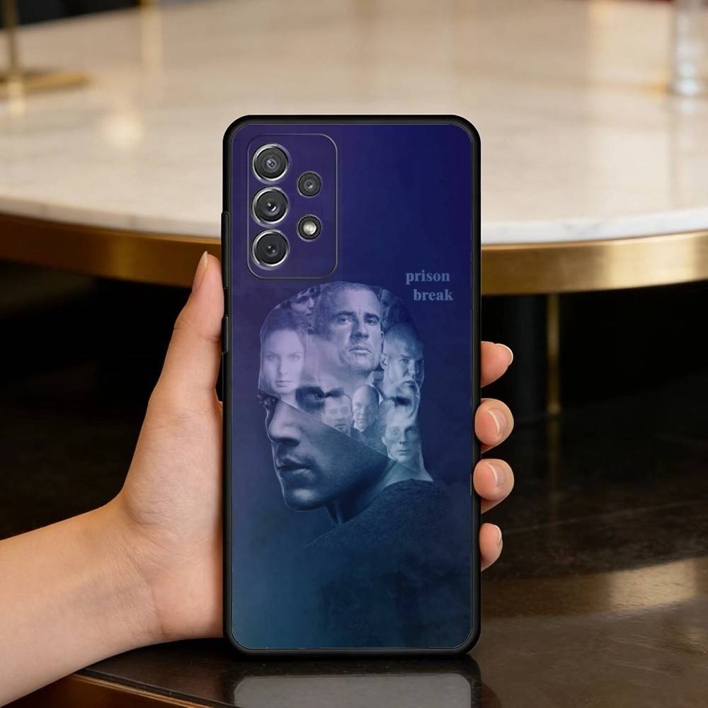 Movie P-Prison B-Break Soft Silicone Black Cover Phone Case For Samsung Galaxy A73,A72,A71,A70,A53,A52,A51