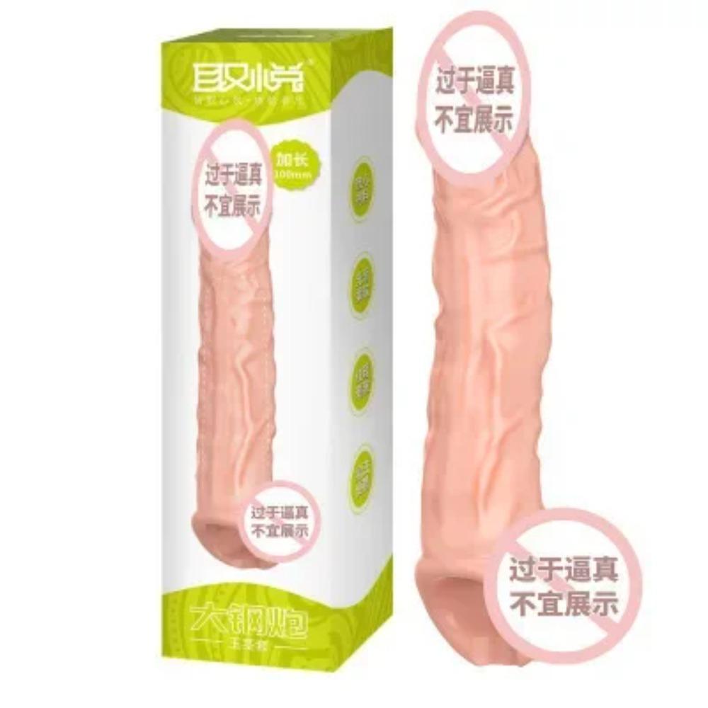Realistic Penis Sleeve Extender Reuseable Penis Sleeve 23Cm Dick Enlargement Dildos Condom Delay Ejaculation Men Sex Toys Shop