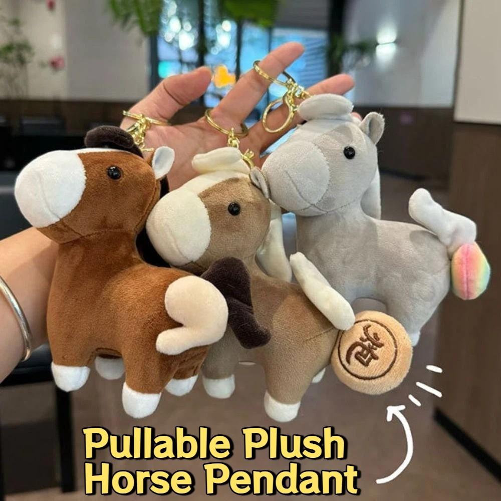 Cute Pullable Plush Horse Pendant Mascot Dolls Plush Horse Doll Pendant Car Decoration