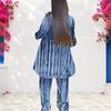 Women Plus Size Two Piece Pants Set Round Neck Long Sleeve Printed Layered Top Long Pants