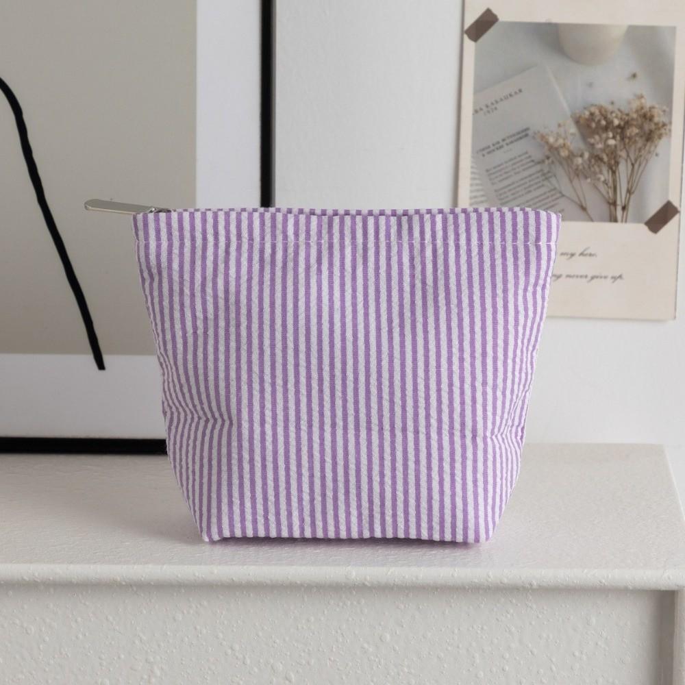 Large Capacity Striped Cosmetic Bag Handheld Pencil Pouch Women Toiletry Bag  Travel Essential