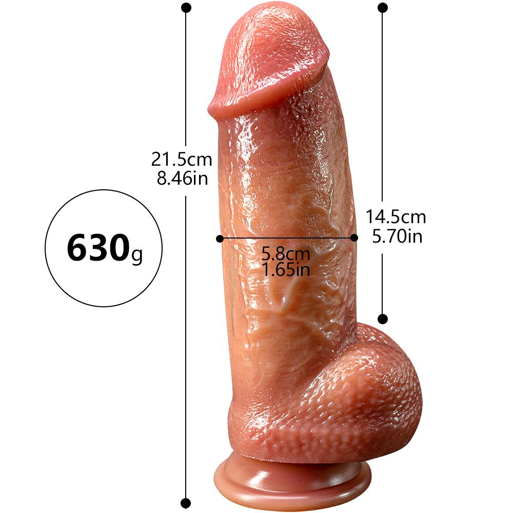 Big Old Man Super Thick Long Double Layer Liquid Silicone Dildo Fake Cock Penis Big Penis for Men and Women Masturbation Sex Toys