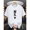 European Size Breathable Cotton Crew Neck Short Sleeve - Men's Summer Casual T-Shirt with Spade K Print - Perfect for Daily Wear & Sports