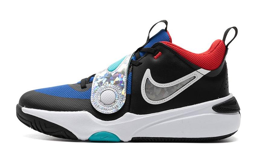 

Nike Team Hustle D 11 Cushioning Breathable Low top Children s Basketball Shoes Black Blue FJ1390-001 35.5