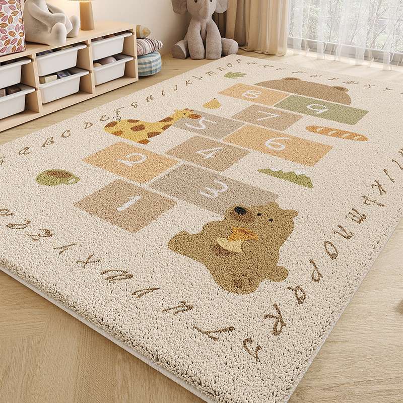 Cartoon Puppy Easy Clean Carpet for Living Room Cute Decoration Bedroom Bedside Fluffy Rug Non-slip Soft Large Foot Mat for Kids