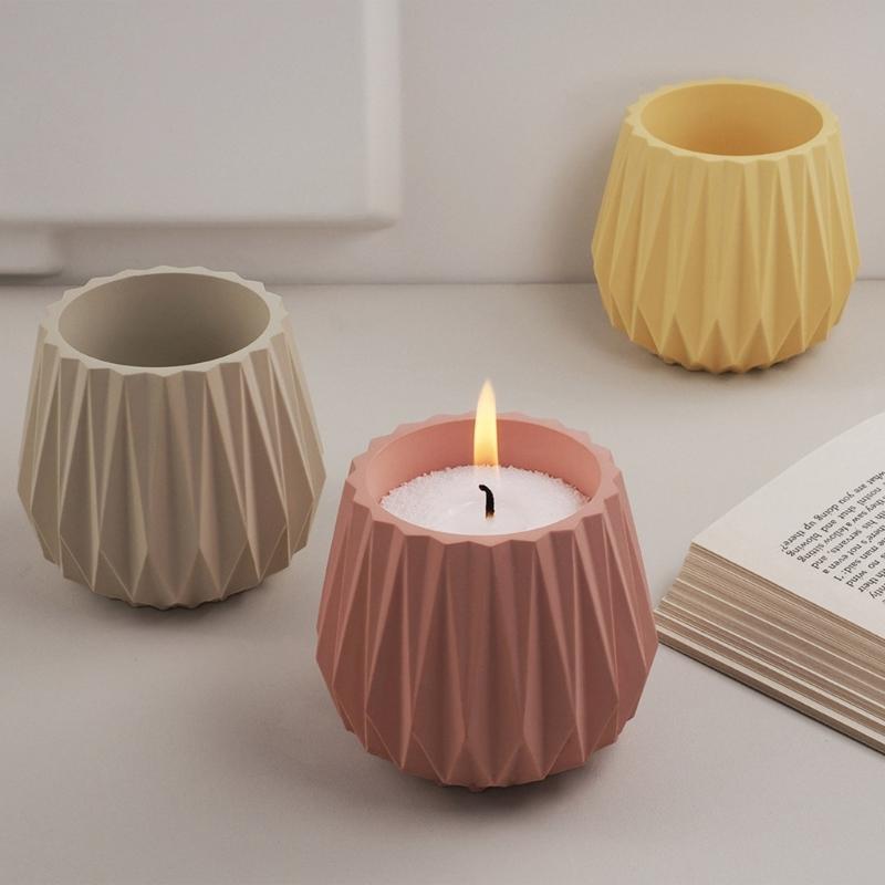 Artistic Silicone Planter Creating Mold DIY Concrete Faceted Pots Candle Holder Mold for Home Decors Enthusiasts