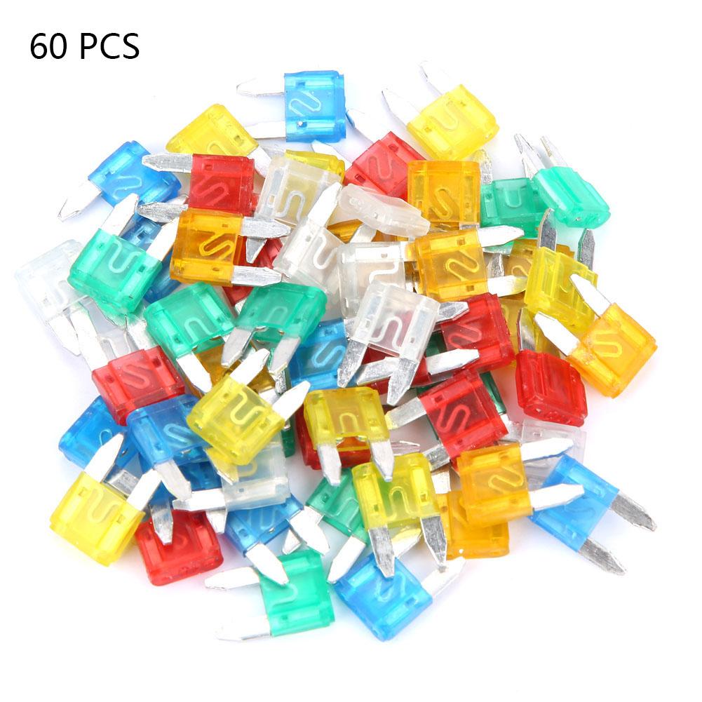 60pcs Multicolor Profile Small Size Mini Blade Fuse Assortment Auto Car Truck Fuses Set (S)