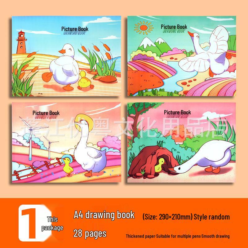 A4 Thick Drawing Book for Kids: Blank Art & Doodle Cartoon Notebook