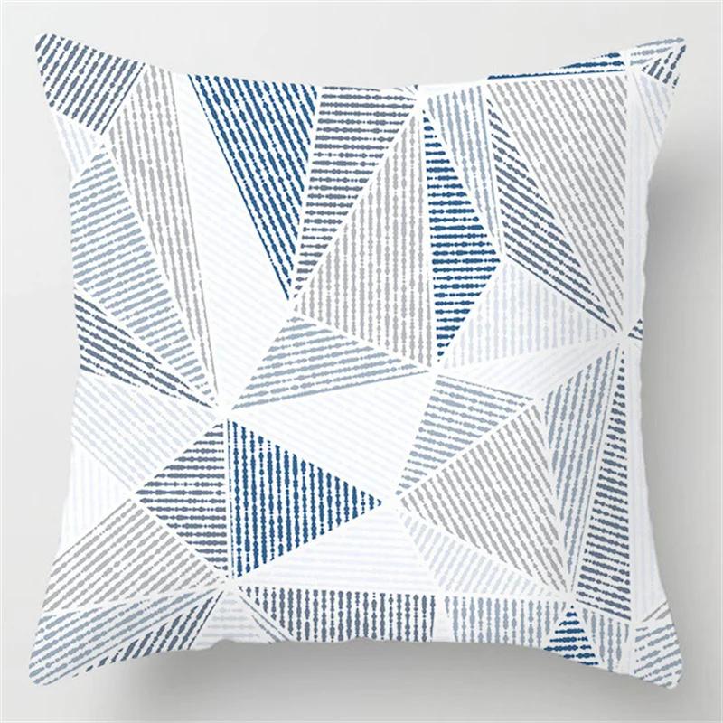 45x45cm Modern Geometric Cushion Cover Art Blue Marble Print Pillowcase Car Sofa Office Waist Throw  Home Decor