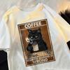Because Murder Is Wrong Black Cat Drink Coffee Clothing Men Unisex Street Oversized T Shirts Breathable Cotton TShirt