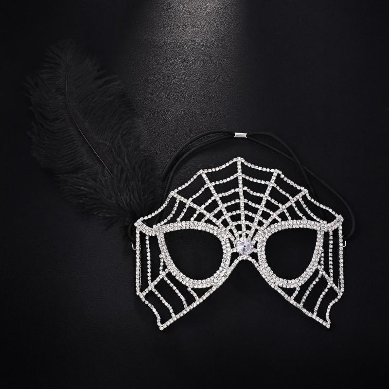 Elegant Spiders Web Mask With Rhinestones Rhinestones For Halloween Parties And Cosplay Event Silver Or Gold Color Available