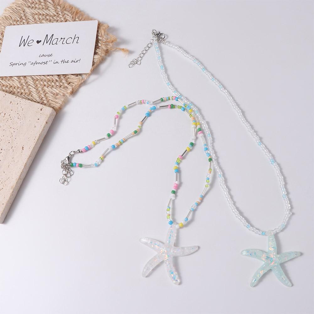 Handmade Beads Necklace Beach Woman Choker Ins Starfish Necklace  Jewelry