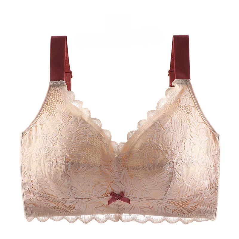 

Бюстгальтер с антипровисанием для большой груди, женский бюстгальтер с тонкой чашкой для комфортной поддержки, сексуальный кружевной бюстгальтер большого размера 50/115 абрикосовый