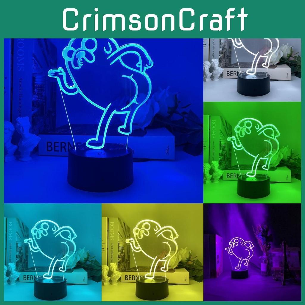 Adventure Jake Time The Dog Bend Over Figure 3d Night Light Acrylic Panel Base