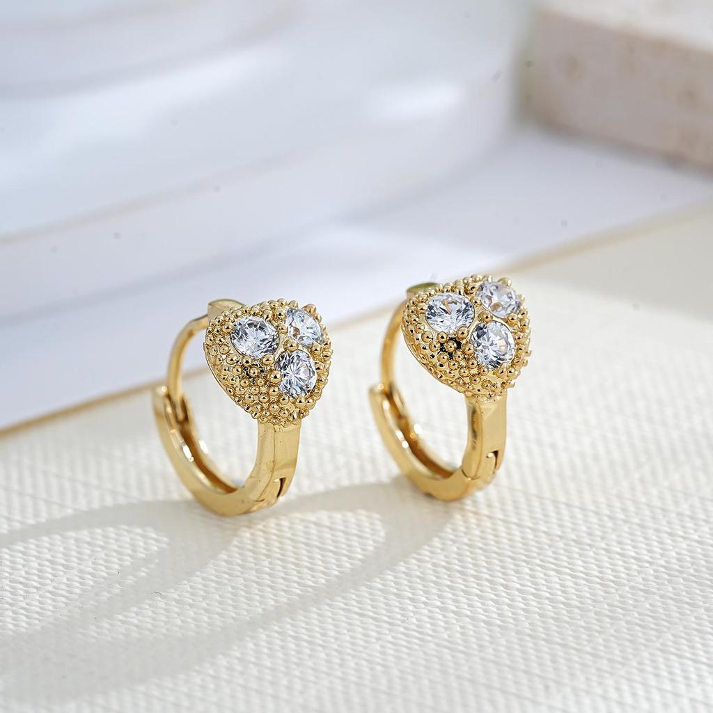 18K Gold Copper Zircon Ear Cuffs - Elegant, Versatile Women's Luxury Earrings