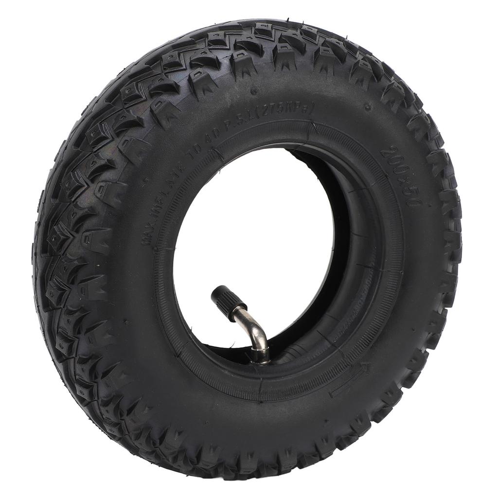 200X50 Tire and Inner Tube with TR87 Bent Valve Stem Rubber Anti Slip Impact Proof Replacement for Razor E100 E150 E200