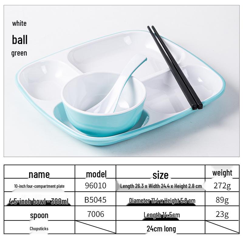 Melamine Divided Meal Tray: Food-Grade 4/6 Grid for Fast Food & Buffets