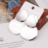 9Colors Double Round Wafer Drop Earrings for Women European American Colorful Geometry Metal Hyperbole Brincos Party Jewelry