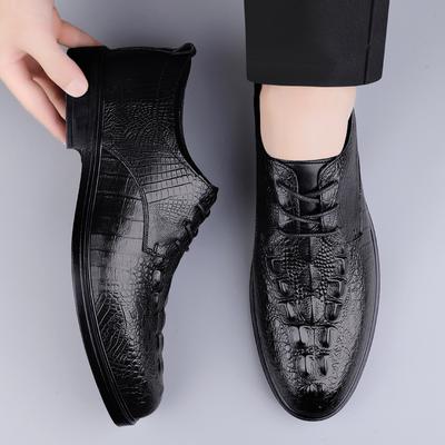 Modne Wysokiej Jakości Męskie Buty Eleganckie Wsuwane Skórzane PU Wzór Rekina Duże Rozmiary Szpic Ostry Biznesowe Casualowe Buty Oksfordzkie na Wesele
