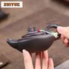 150ml Boutique Yixing Purple Clay Teapots Handmade Oblate Hehuan Pot Raw Ore Stone Yellow Mud Kettle Chinese Zisha Tea Set Craft