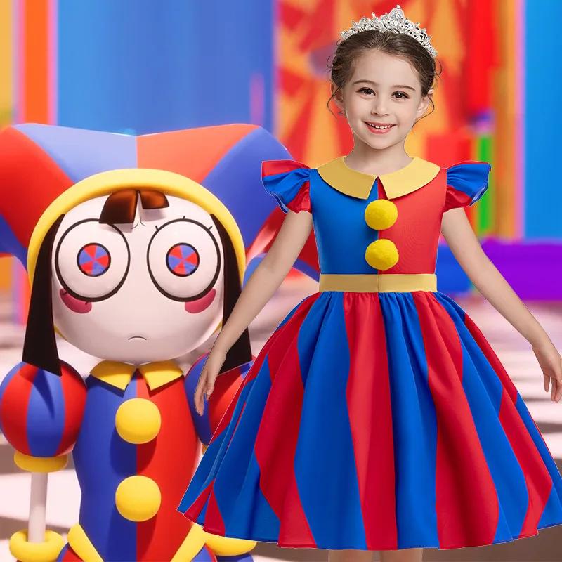 Anime The Amazing Digital Circus Pomni Cosplay Costume Uniform Jumpsuit Hat Bodysuit Human for Adult Kids Costume Cartoon Dress