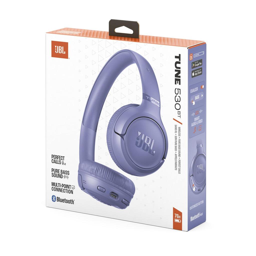 JBL TUNE530BT Wireless Headphones Bluetooth Up to 76 Hours On-Ear USB Type-C Charging Multi-Point Lavender JBL App Compatible