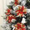 Christmas Glitter Flowers Fake Flower Christmas Tree Decorations for Home Pendant Ornaments Navidad New Year 2027 Gift