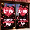 Valentine's Day Window Clings Decoration Red Pink Heart Stickers Reusable Static Decals for Home