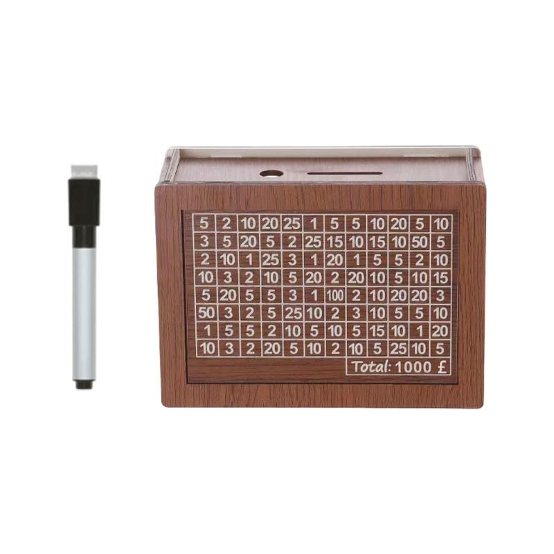 

Elegant Wooden Coin Storage Box Organiser With Pound Number Display Function For Kids And Household Use