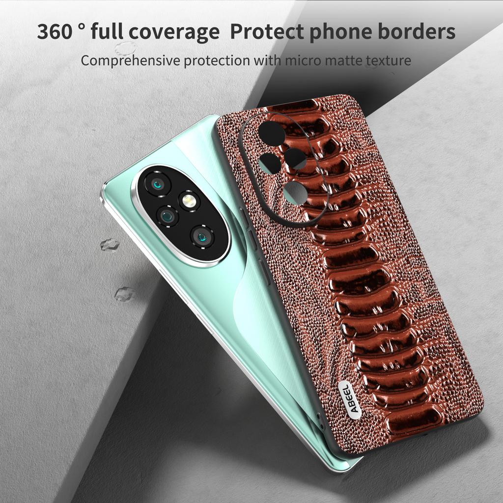 For Honor 200 Pro 5G Case Crocodile Texture Genuine Cow Leather+TPU+PC Phone Cover