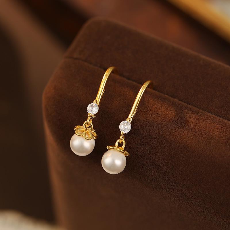Banyan Tree S925 Silver Light Luxury Pearl Ear Hooks - Elegant Women's Earrings