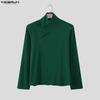 INCERUN Oversized Men's High Neck Long Sleeve Casual Loose T-shirts Tops