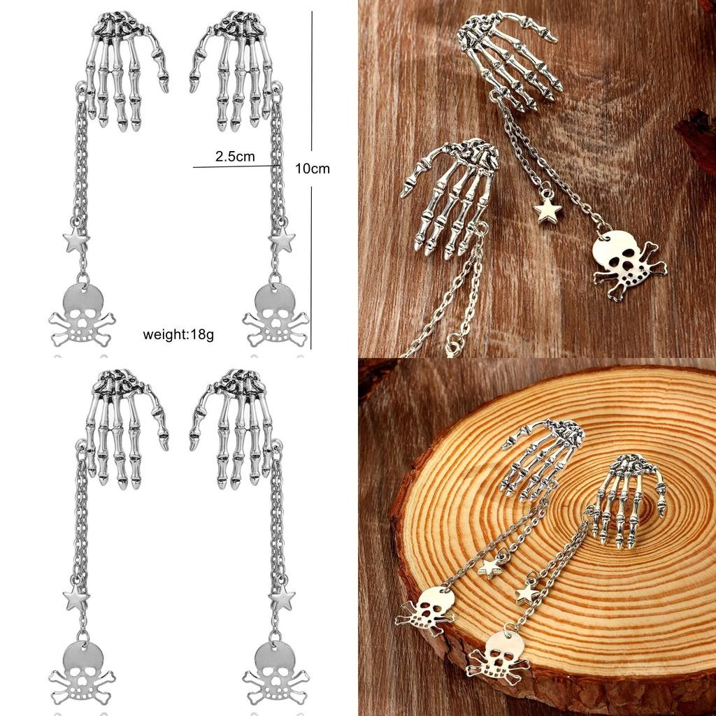 Halloween Skull Pendant Earrings With Goth Punk Style For Women