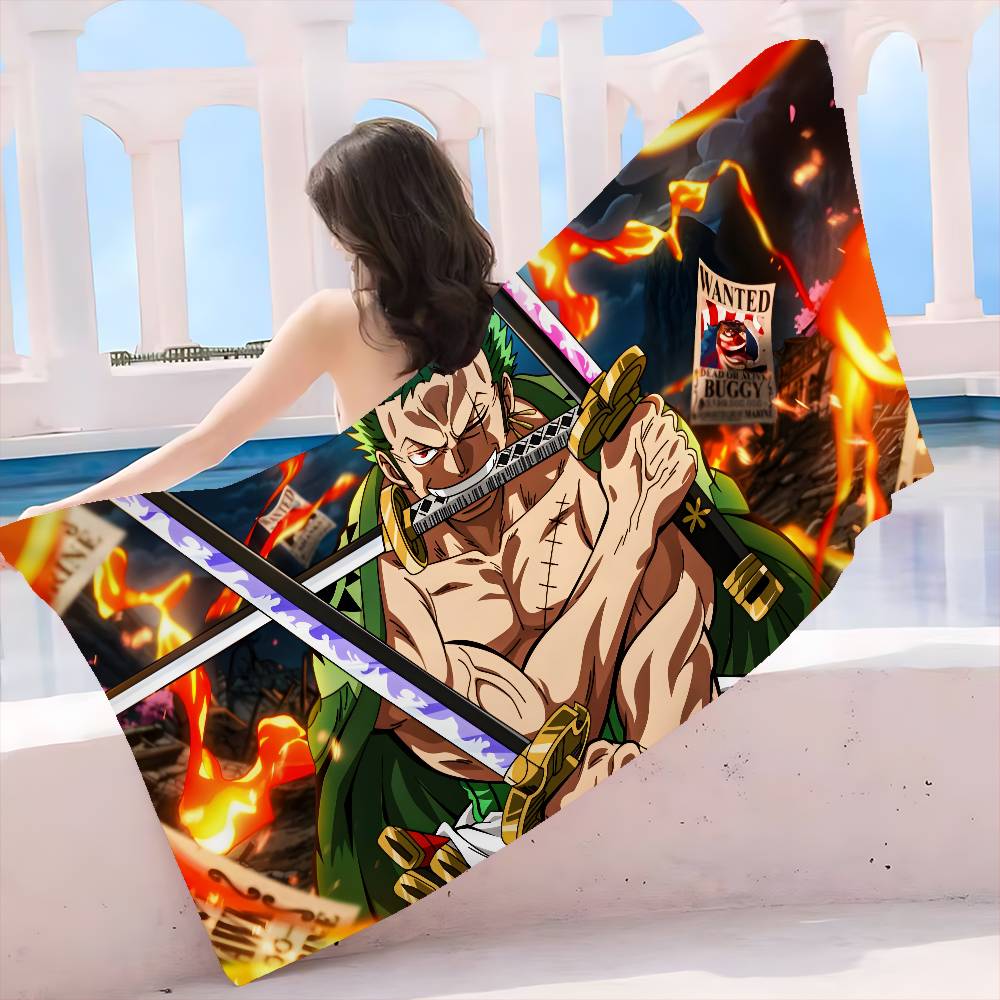 Anime O-ONE P-PIECE ZOROs Big Microfiber Beach Towels Quick Dry Towel Sand Beach Towels Pool Towel for Travel Swim Pool Yoga