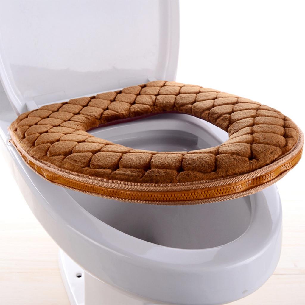 Toilet Seat Cover Pads, Washable Toilet Seat Cushion Mat Winter Soft Warm Plush Toilet Seat Lid Cover Pads