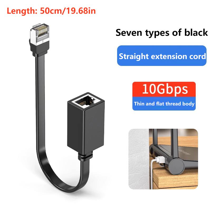 90 Graders Cat7 Nettverksforlengelseskabel Flat Ultra 10G Høyre /Venstre Vinkel Albue Nettverkskabel Rj45 Hann til Hunn Adapterledning