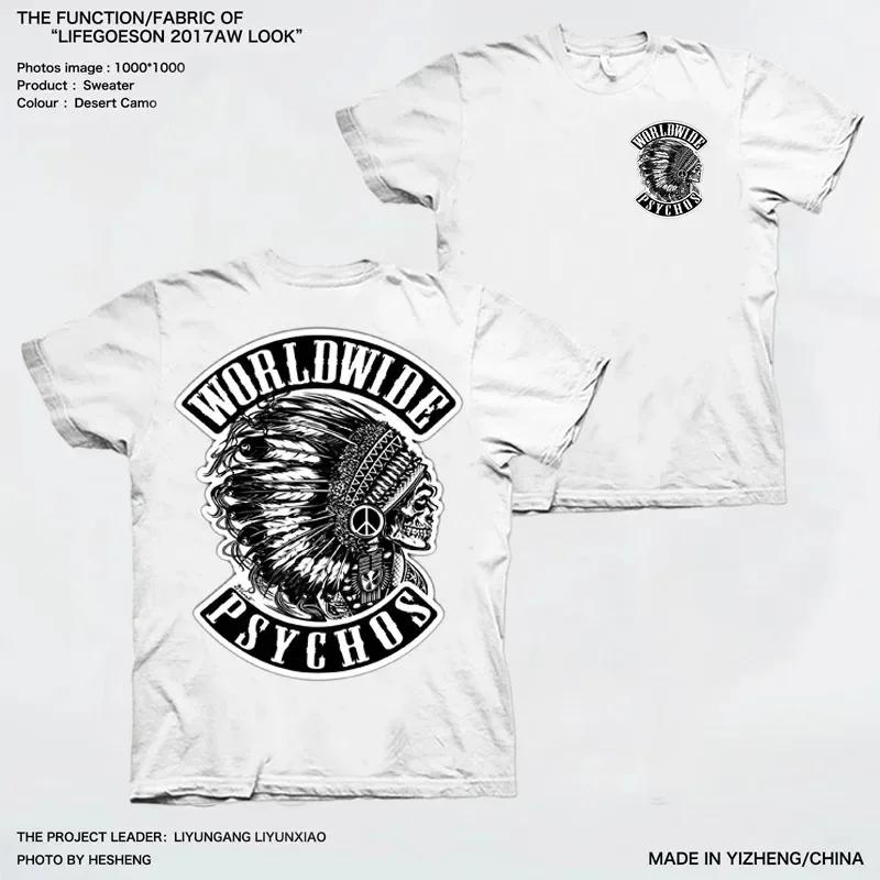 New Large-sized Short Sleeved Pure Cotton T-shirt for Men and Women Rock American Retro Harley Motorcycle Printed Loose T-shirt