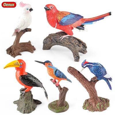 Oenux Bird Nest Animals Peacock Parrot Trogon Hornbill Owl Model PVC Action Figures Big Garden Decoration Cute Kids Toy Gift