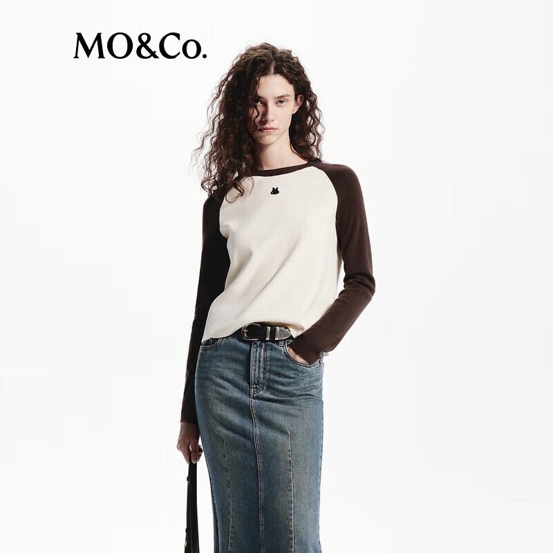 MO&Co. Women s Retro Color-block Raglan Knit Top XS 155