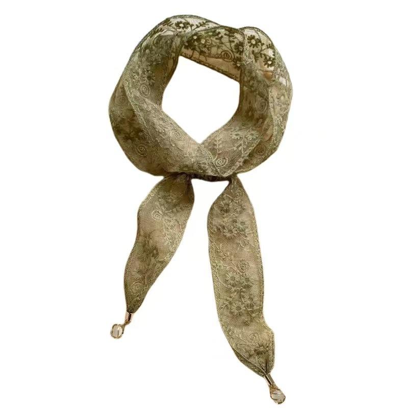 Lace silk scarf women's spring and autumn summer fashion versatile long hollow decorative headband